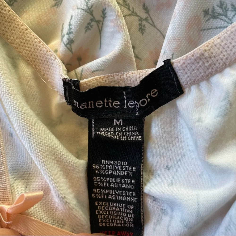 NANETTE LEPORE Short Pale Pink and Green Robe and Nightgown Set size Medium